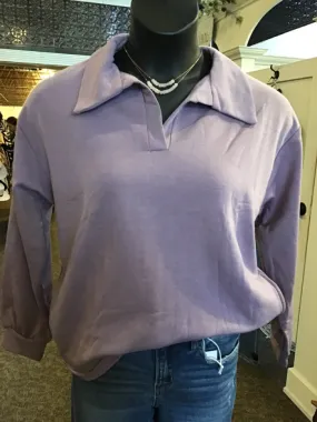 Lavender Collared Terry Shirt - Small to XL