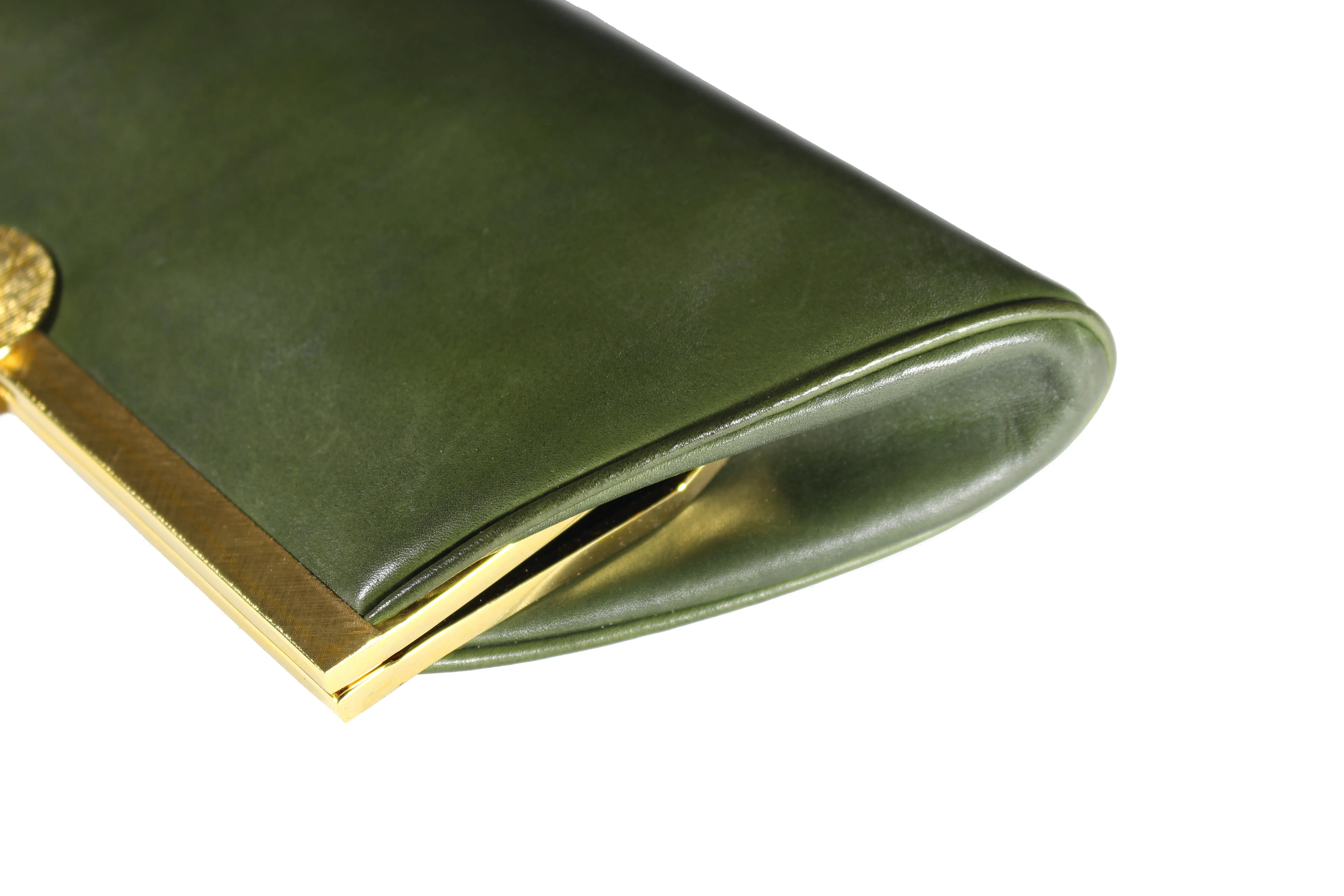 LOEWE green leather clutch