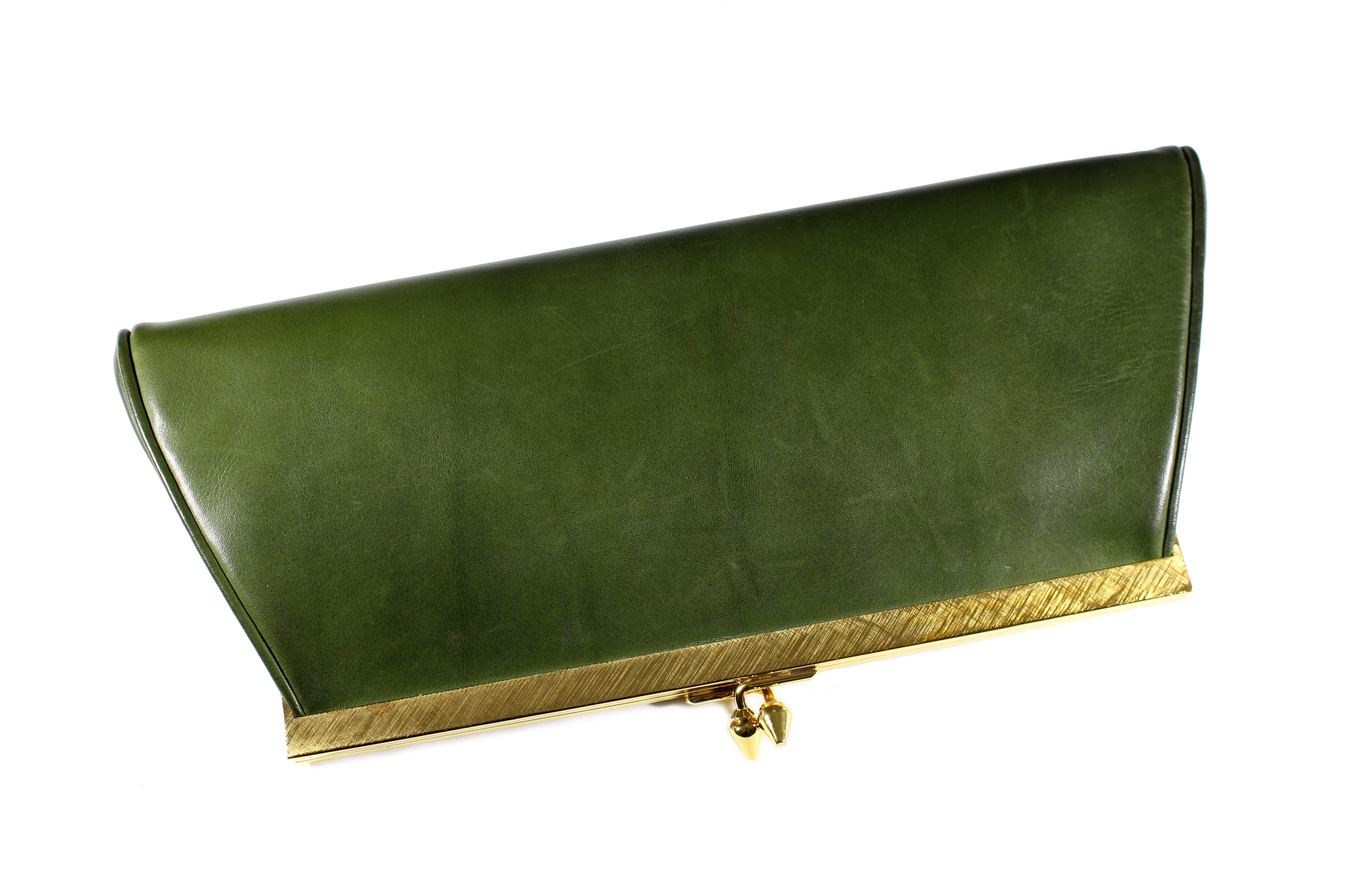 LOEWE green leather clutch