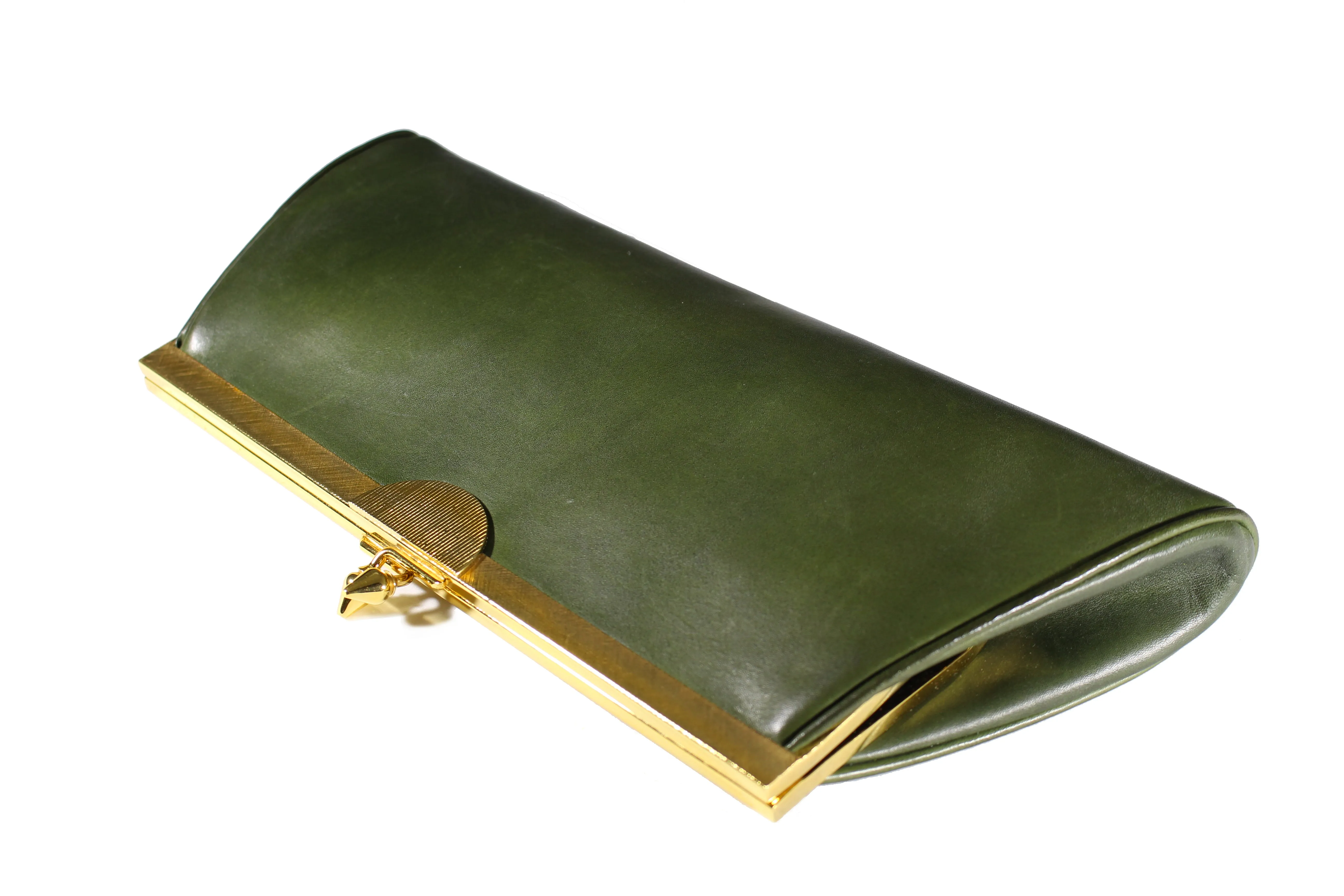 LOEWE green leather clutch