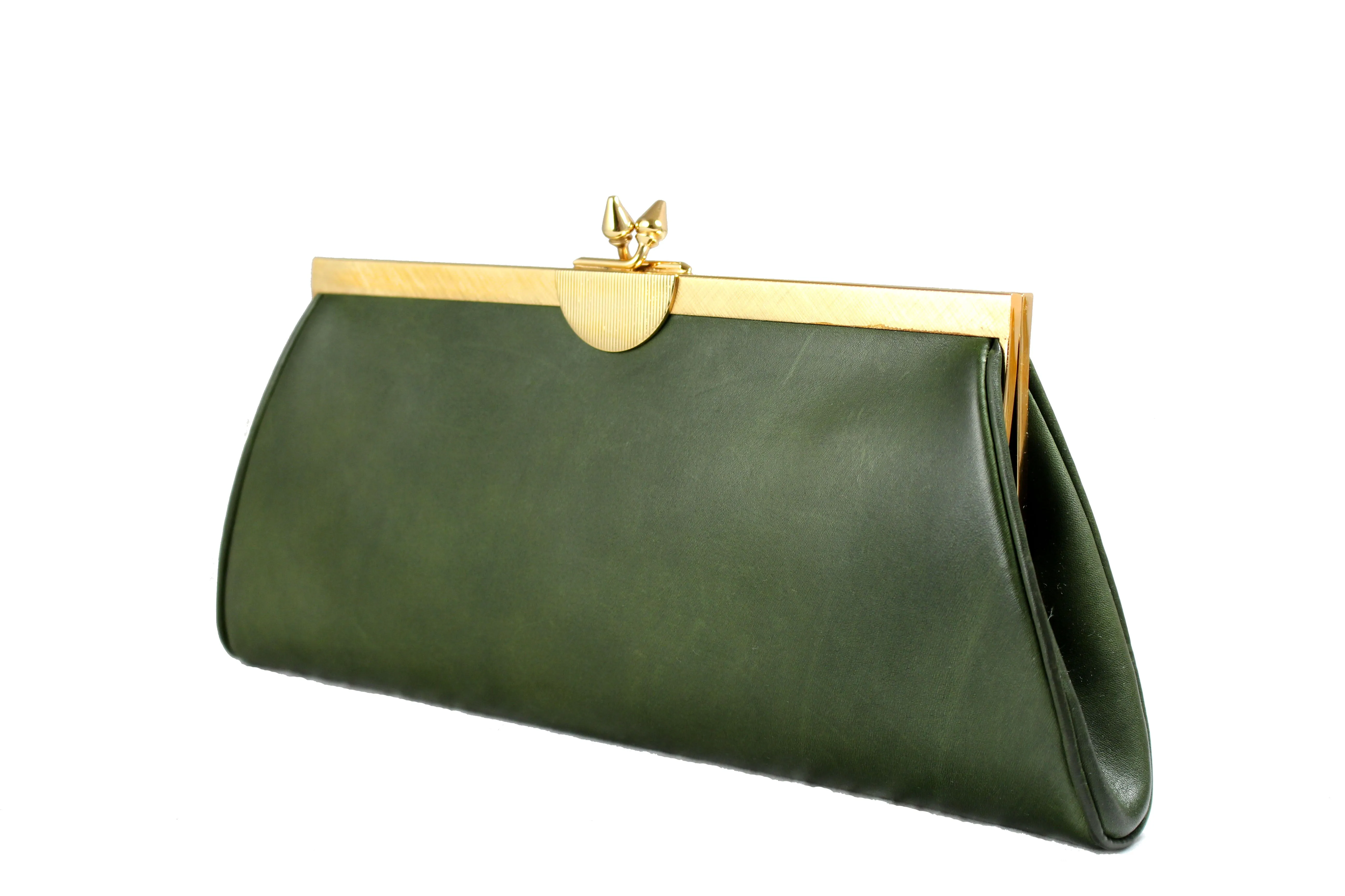 LOEWE green leather clutch