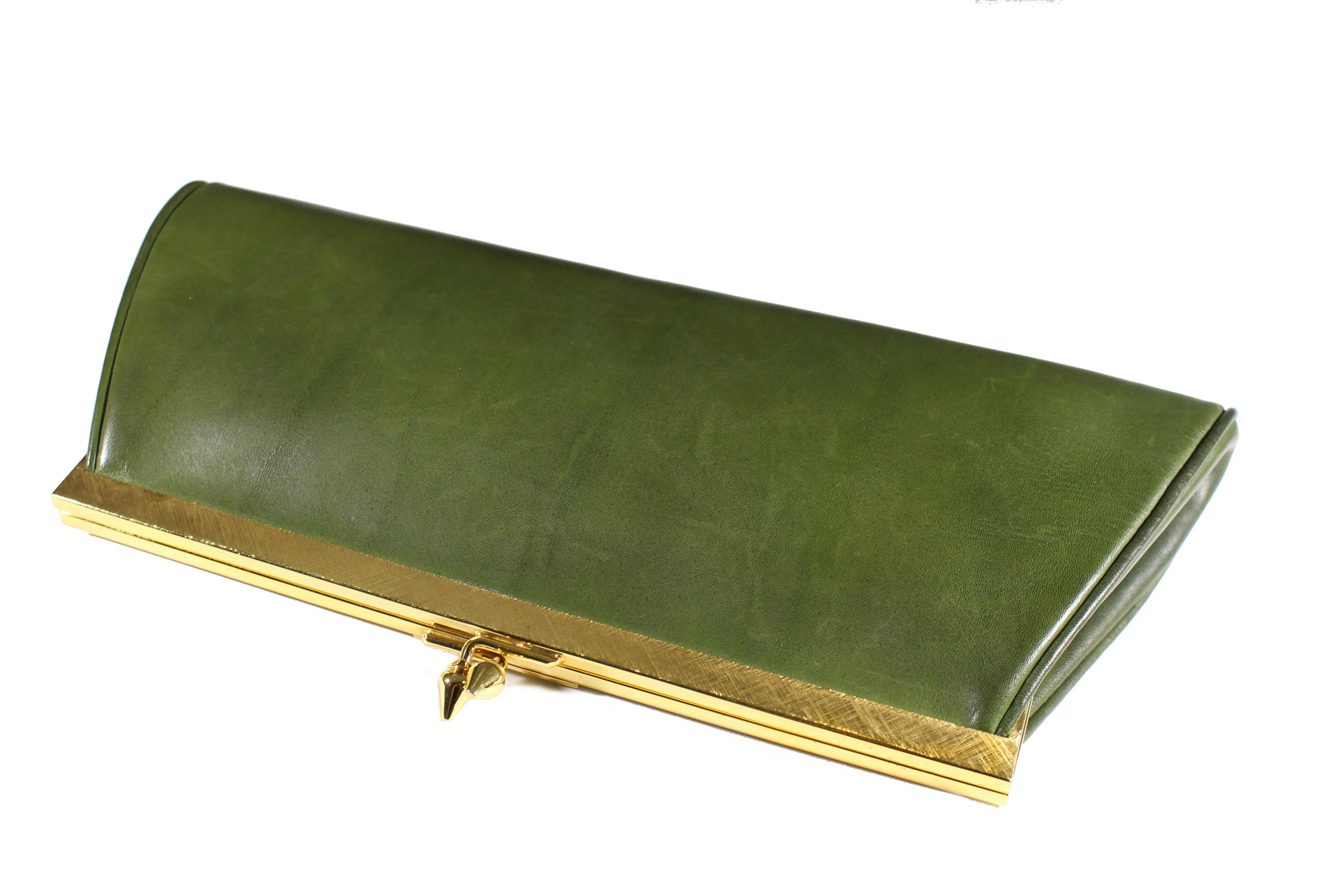 LOEWE green leather clutch