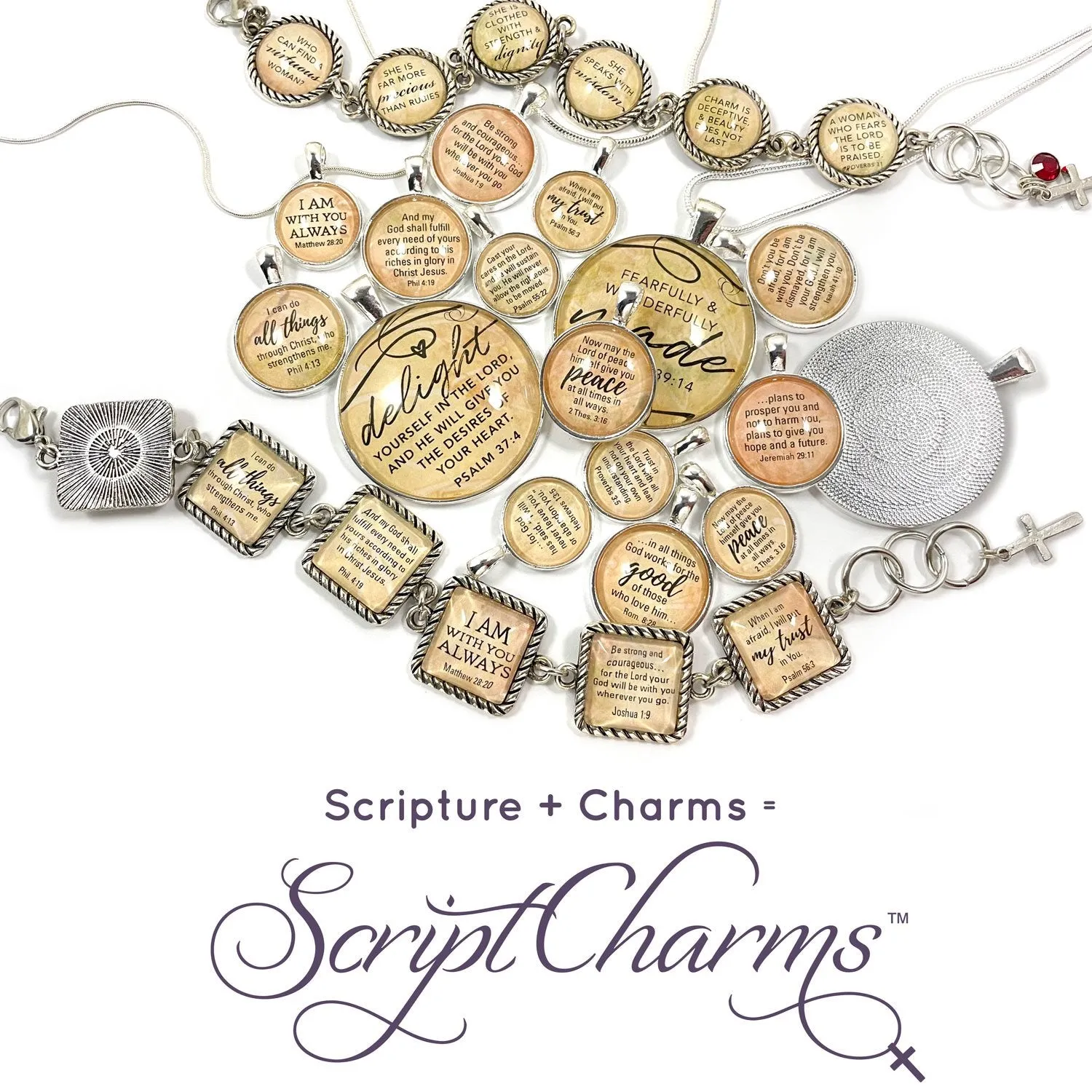 Loved & Chosen – Silver-Plated Scripture Christian Pendant Necklaces (2 Sizes) – Add a Matching Charm Bangle!