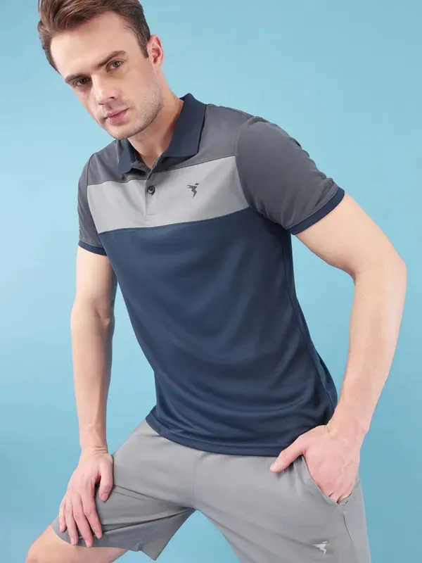 Men Colorblock Slim Fit Polo T-shirt with TECHNO COOL 