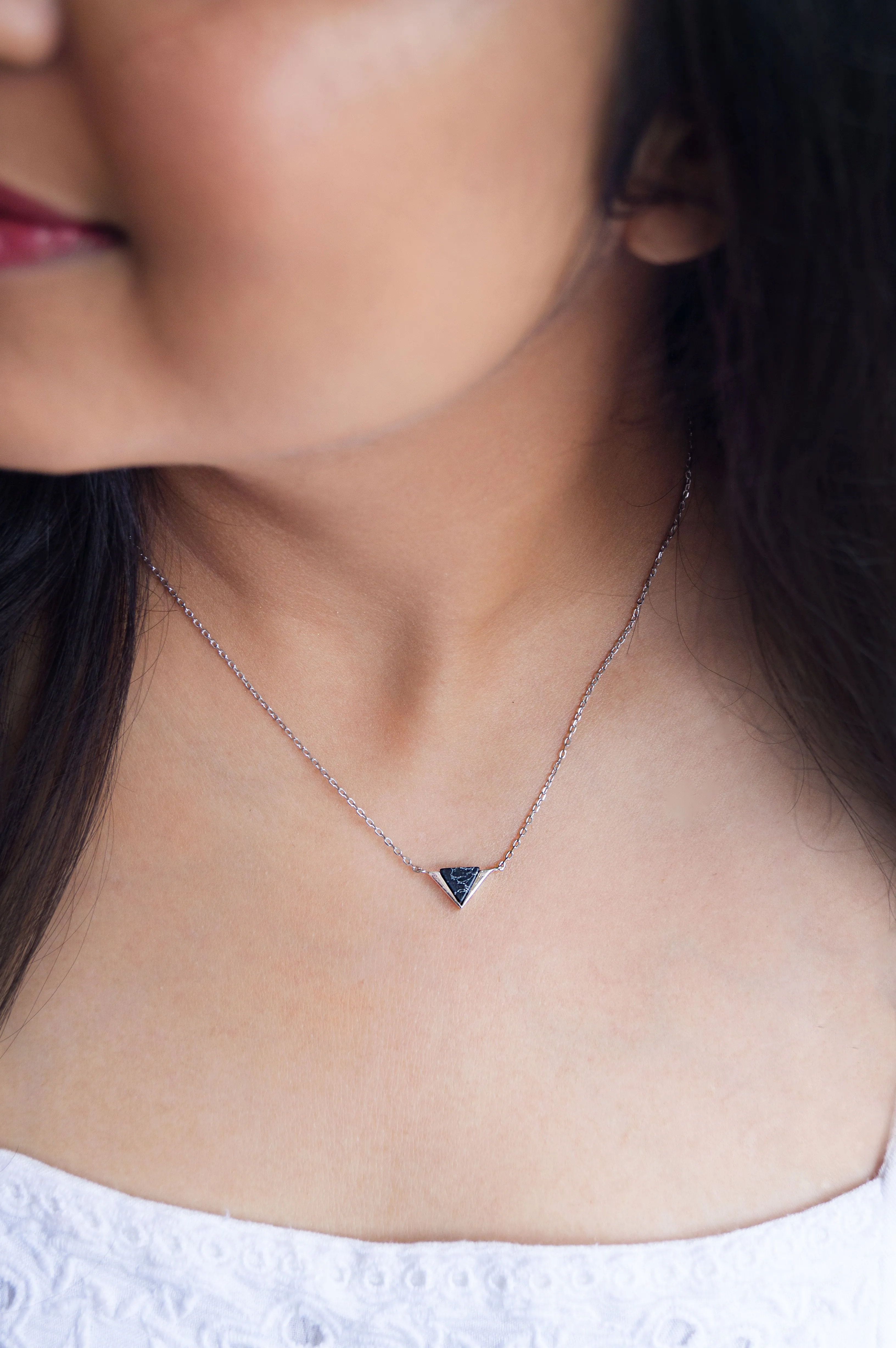 Minaret Triangle Sterling Silver Chain Necklace