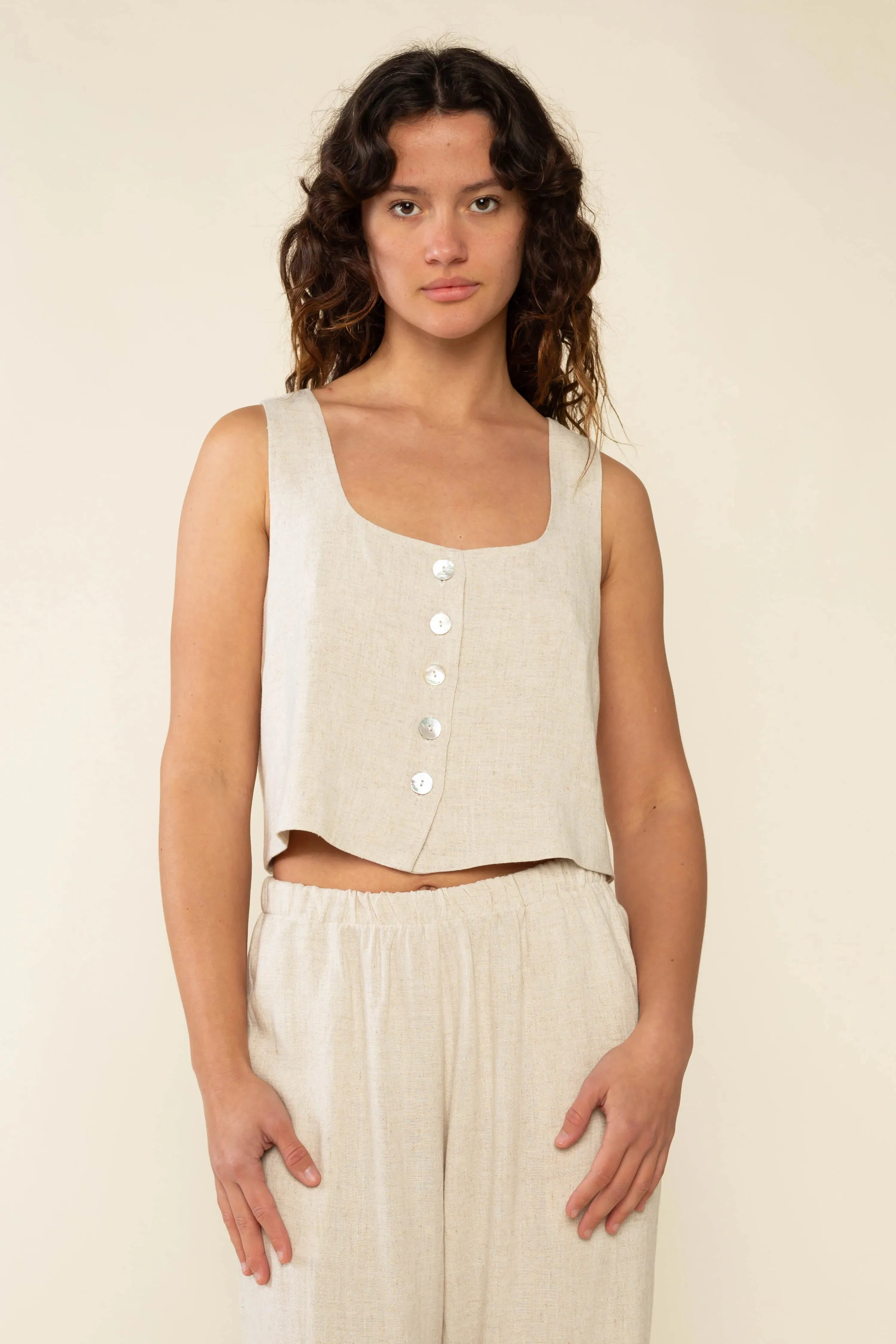 Oatmeal Square Neck Vest Top by NLT