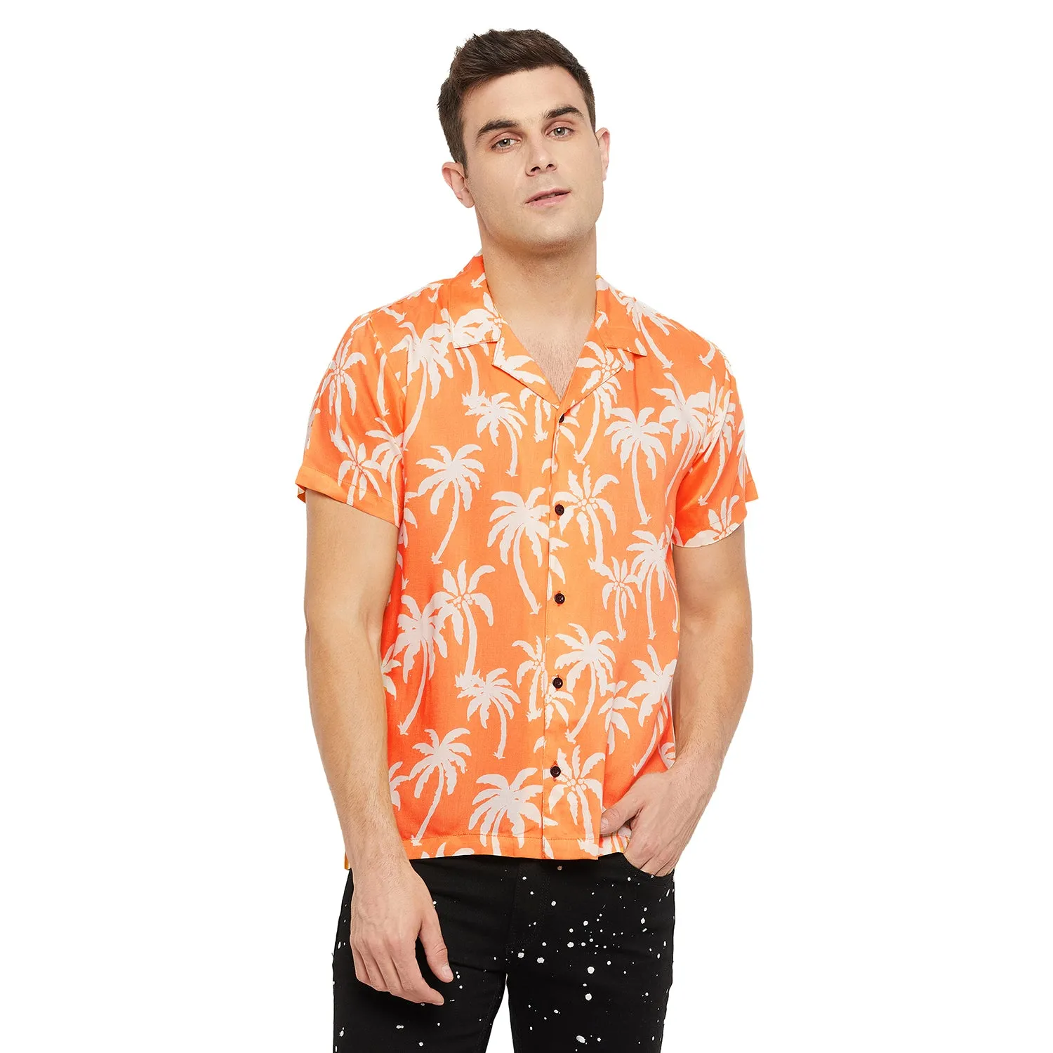 Orange Palms Cuban Shirt