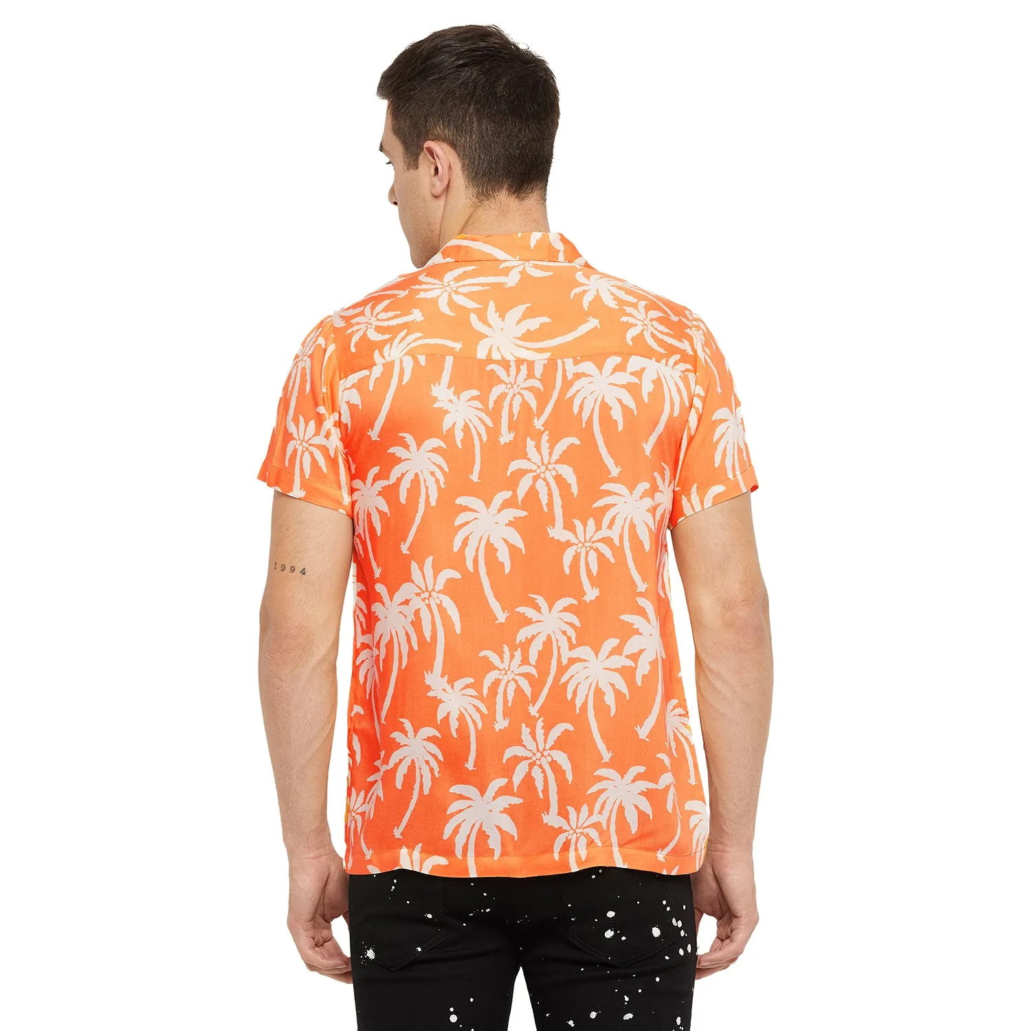 Orange Palms Cuban Shirt