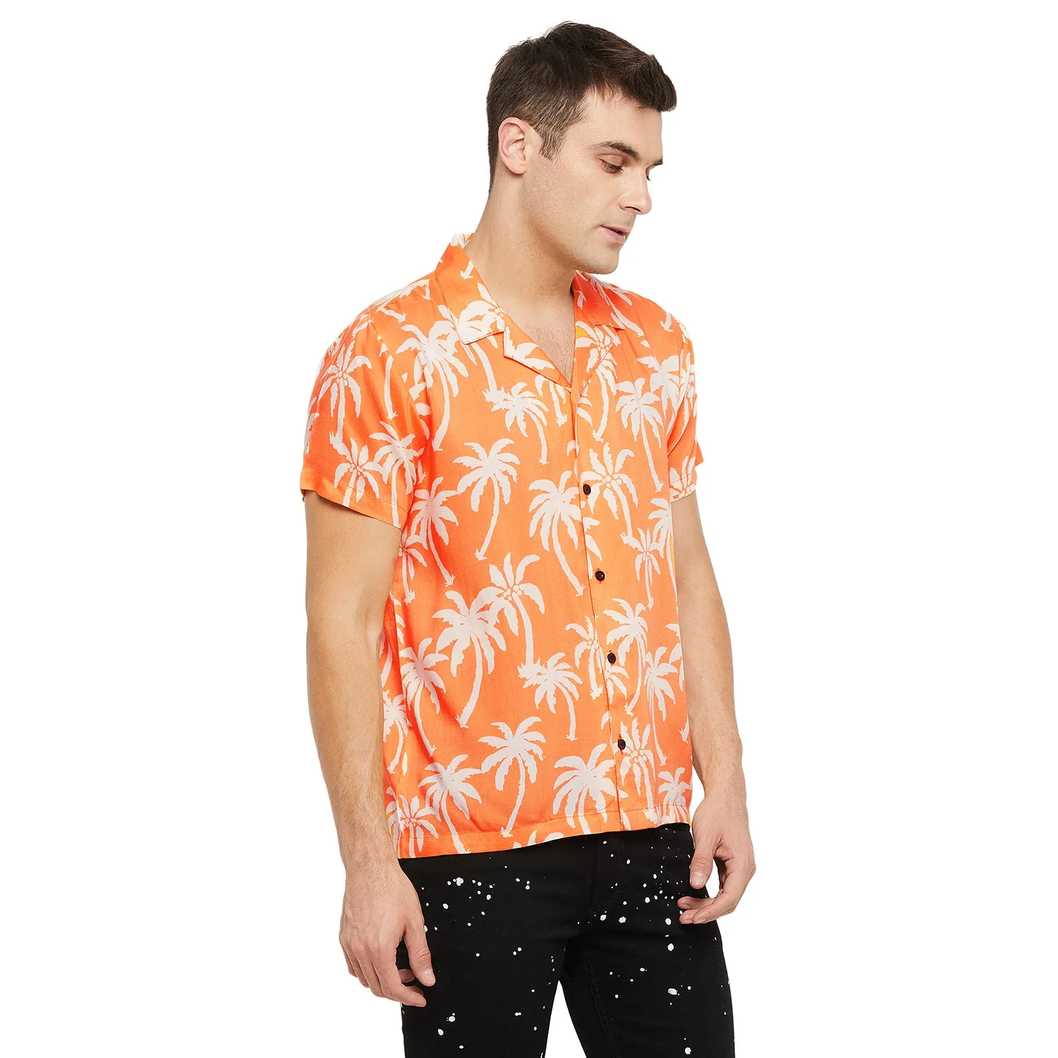 Orange Palms Cuban Shirt