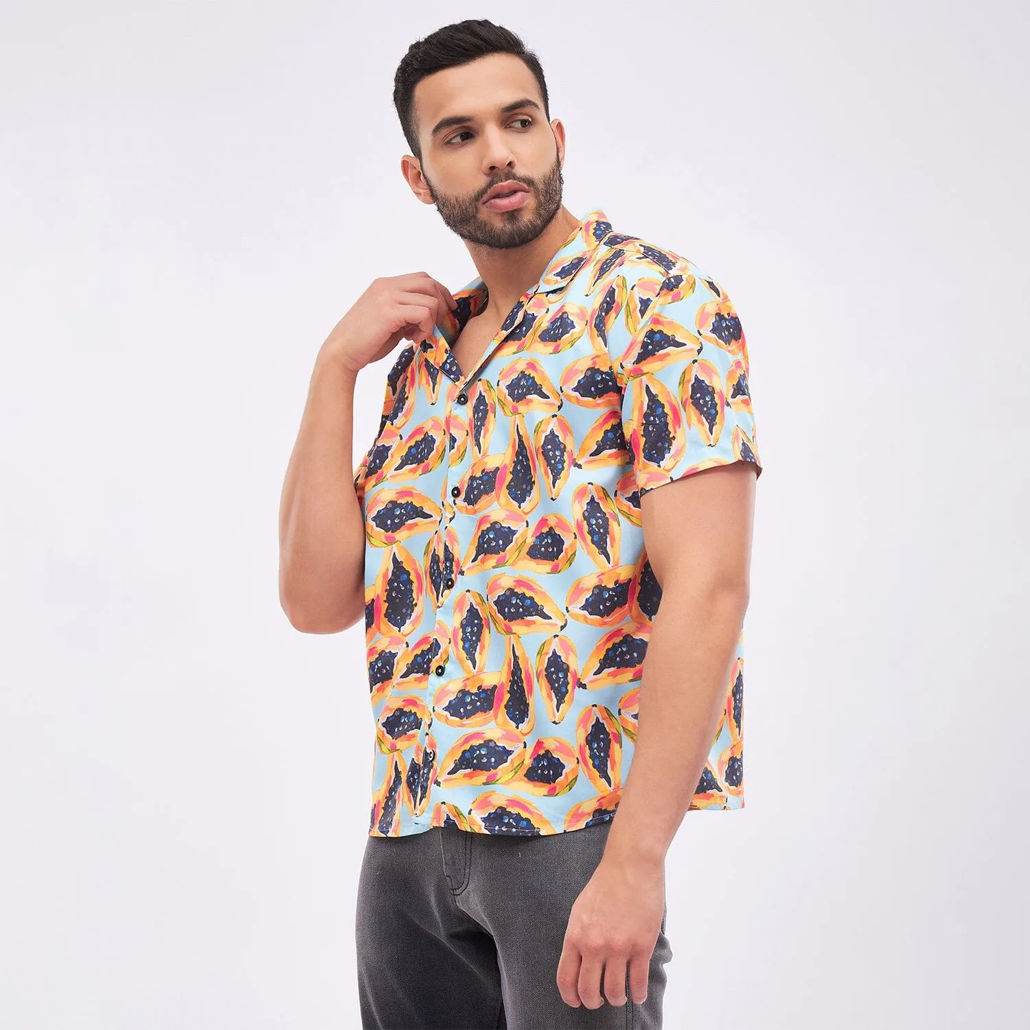 Papaya Print Cuban Shirt