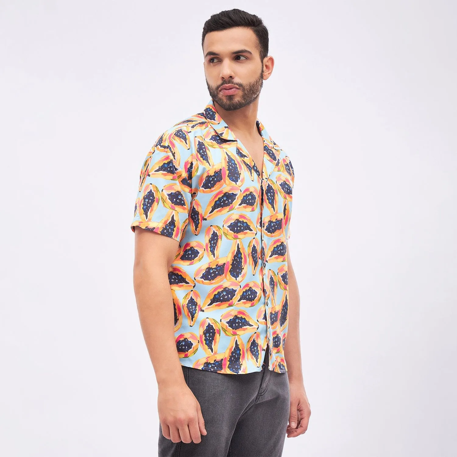 Papaya Print Cuban Shirt