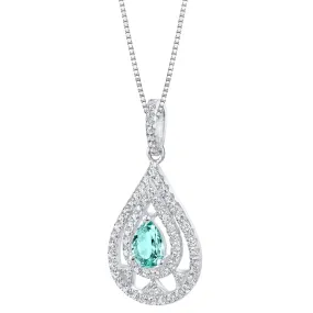 Paraiba Tourmaline Pendant Sterling Silver Pear Shape 1 Carat