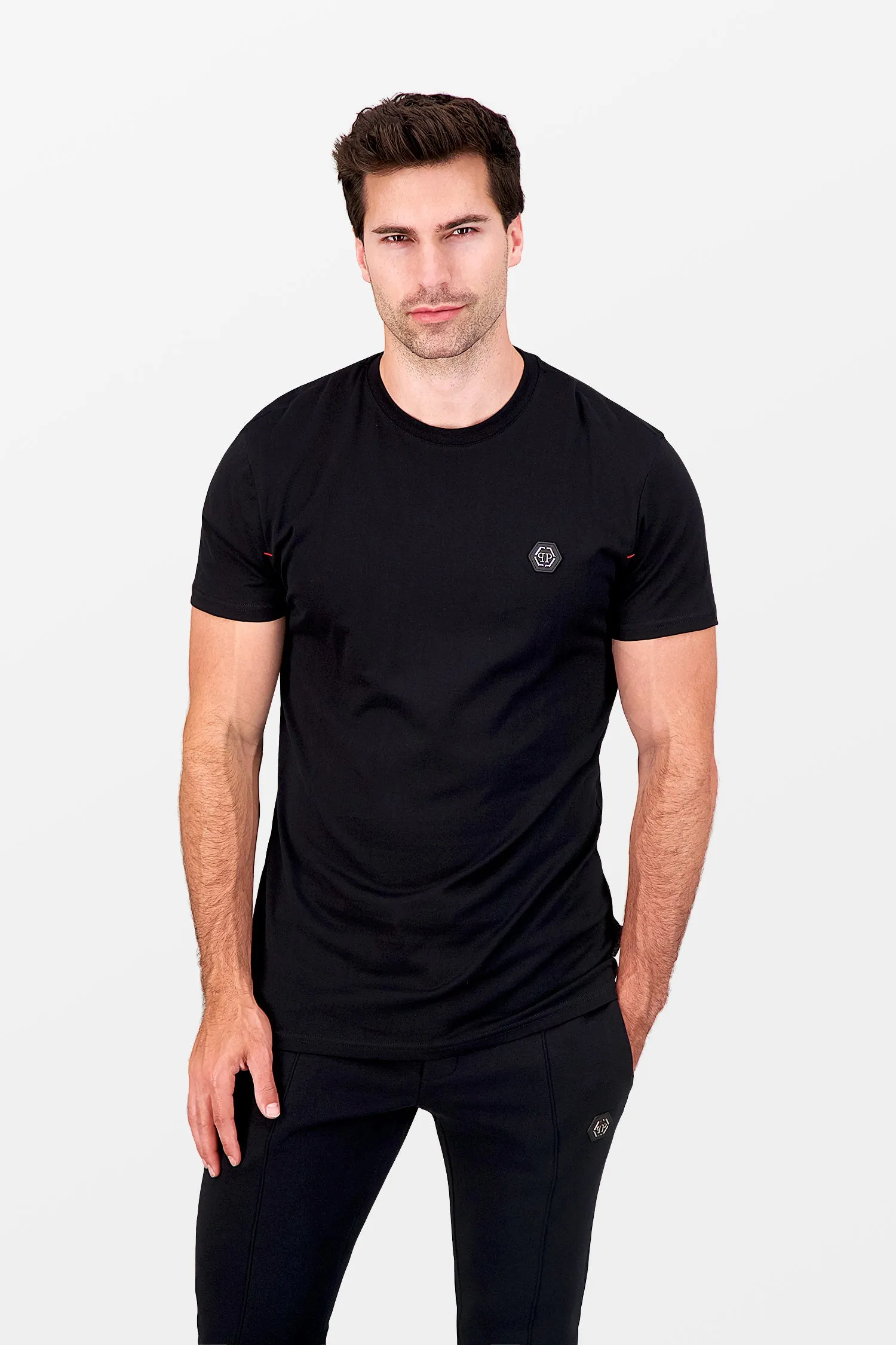 Philipp Plein Black Round Neck SS Istitutional T-Shirt