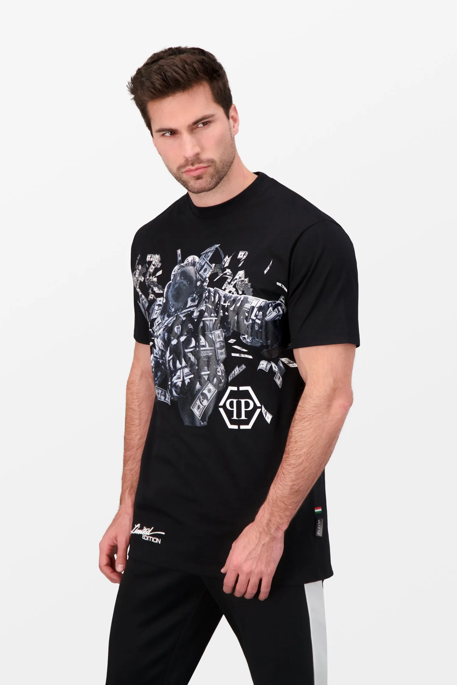 Philipp Plein Black Round Neck SS PP Limited Dollar T-shirt