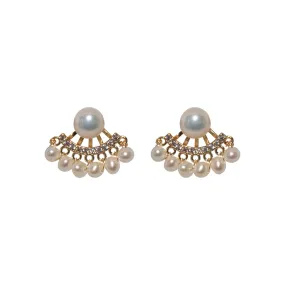 Royal Gold Cluster Pearl Earrings