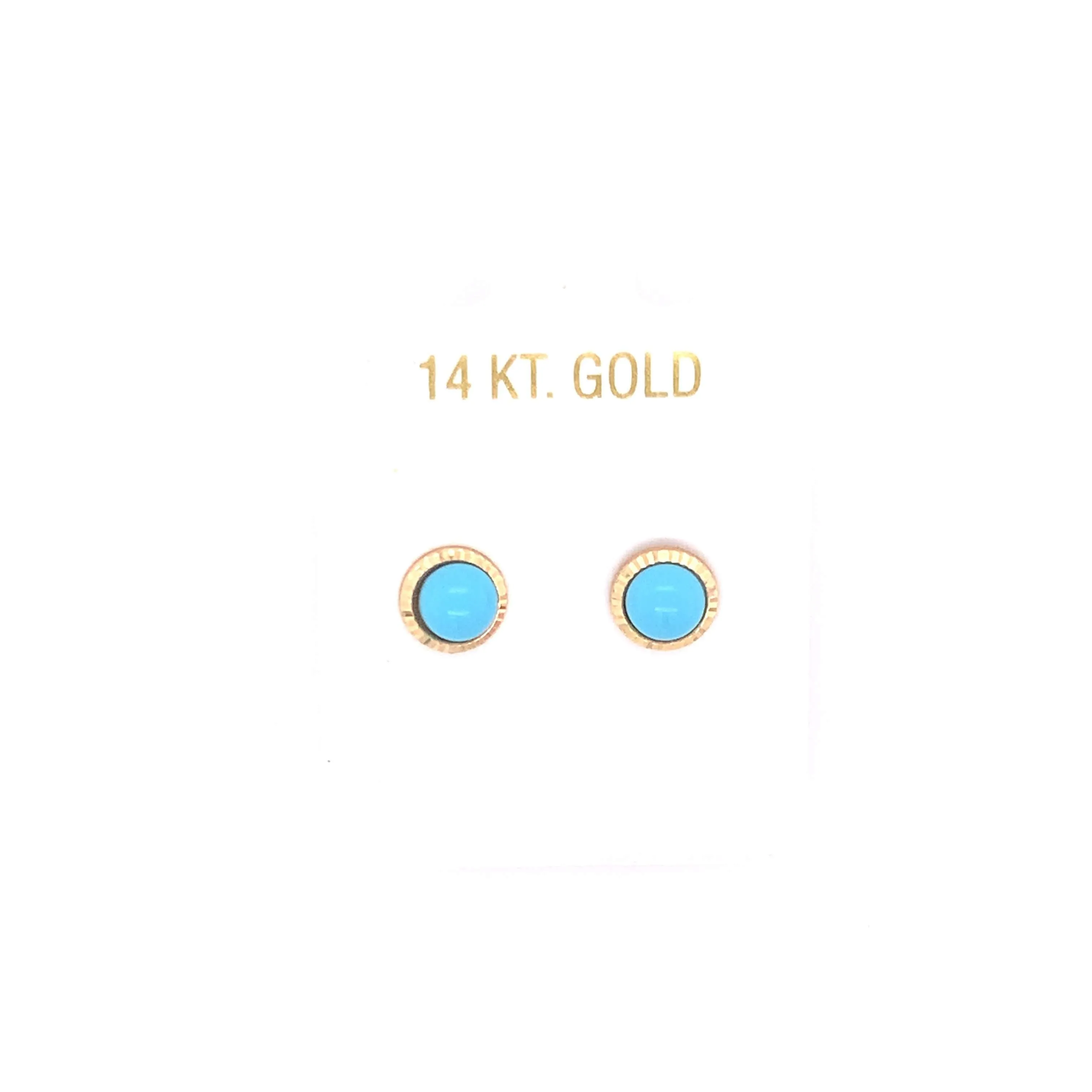 Small Turquoise Stone with Gold Halo Earring