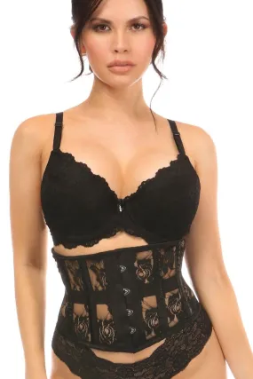 SS-Black Sheer Lace Waist Cincher Corset