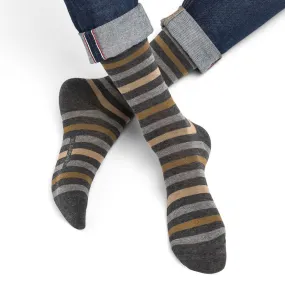 Strumpa i bomullsmix - STRIPES - Gr & beige