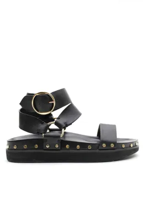 STUDDED SANDAL-BLACK GOLD